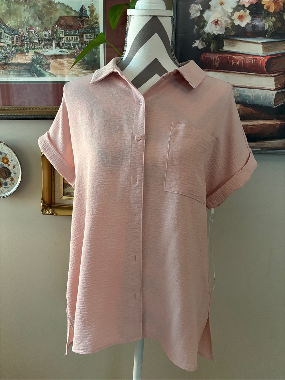 Calvin Klein Light Pink Button-Down Pocket Shirt